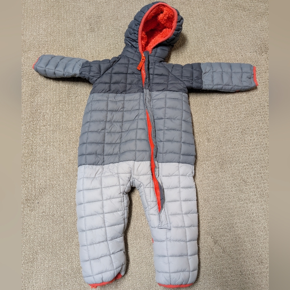 Snozu Gray and Orange Kids Puffer Jacket